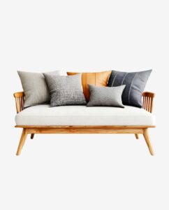 Cozy Wooden Sofa with Decorative Cushions