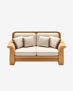 Second image of Cozy Wooden Sofa with Decorative Cushions